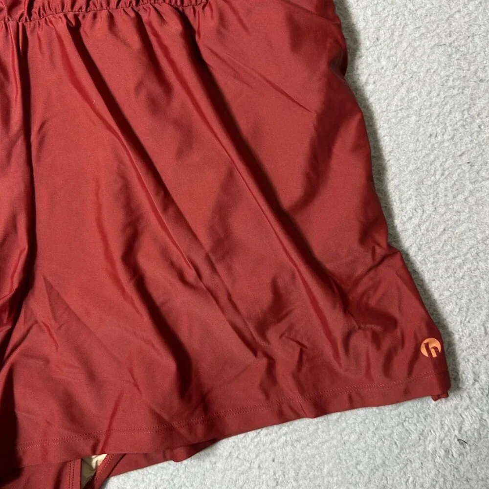 Honey Mark Sage Swim‎ Romper Womens 3XL Burgundy Sleeveless Stretch Fit Pockets